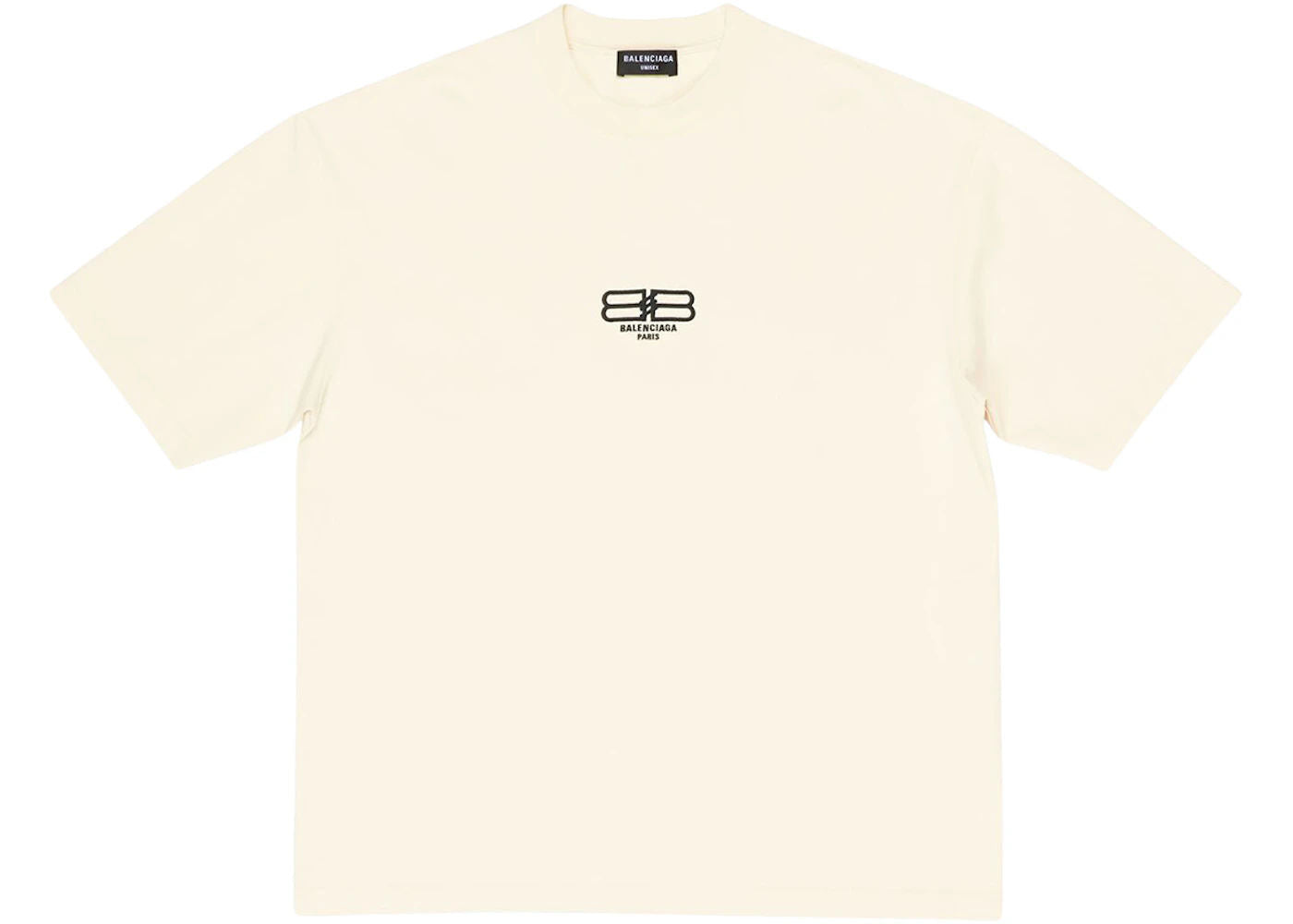 Balenciaga BB Paris Icon Medium Fit T-shirt Light Beige/Black Logo Retail $745