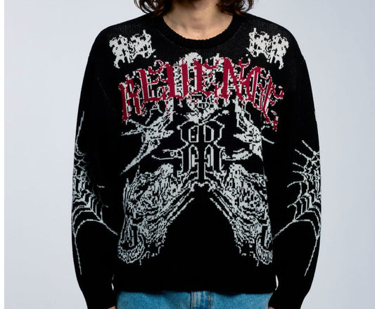 REVENGE PRISON TATTOO KNIT BLACK FW25