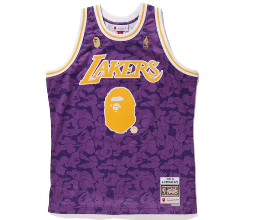BAPE x Mitchell & Ness Lakers ABC Basketball Swingman Jersey Purple