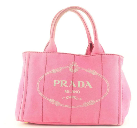 PRADA Pink Denim Canvas Canapa 2way Tote - Used/Worn