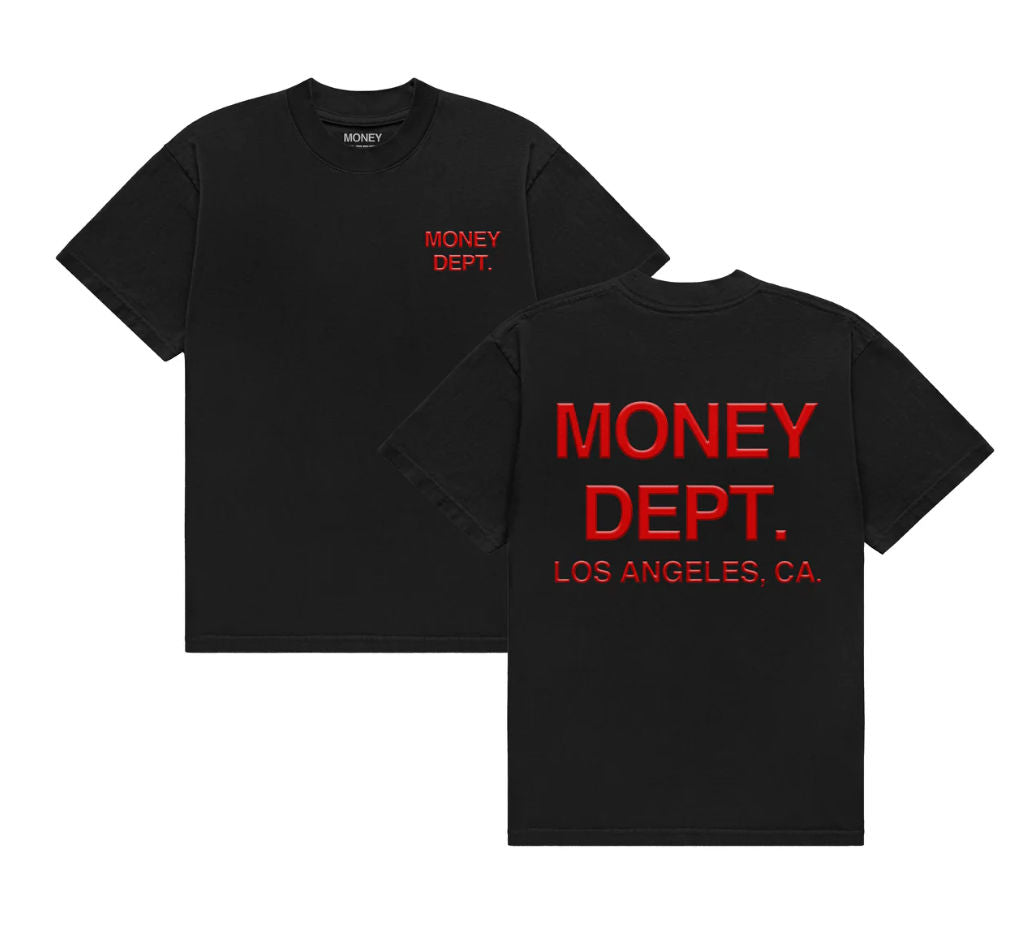 MONEY DEPT Classic Black & Red T-Shirt (PUFF PRINT)