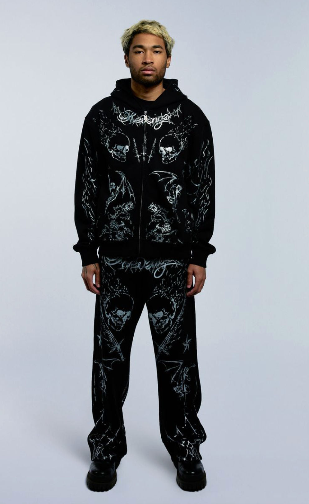 REVENGE TATTOO SWEATPANT BLACK/SILVER FW25