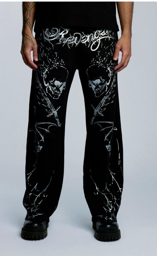 REVENGE TATTOO SWEATPANT BLACK/SILVER FW25
