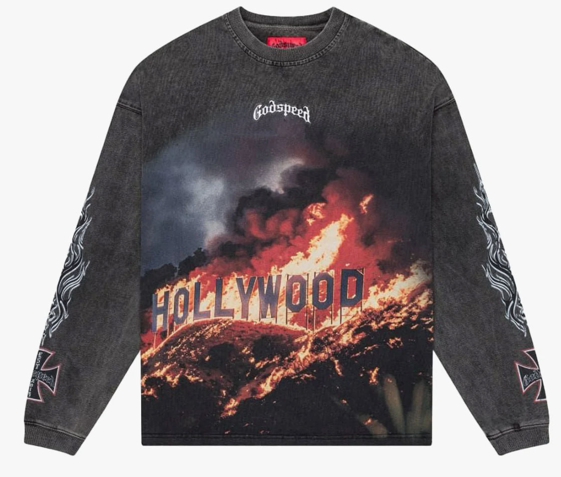 Hollywood Inferno LS T-Shirt (Grey Wash)