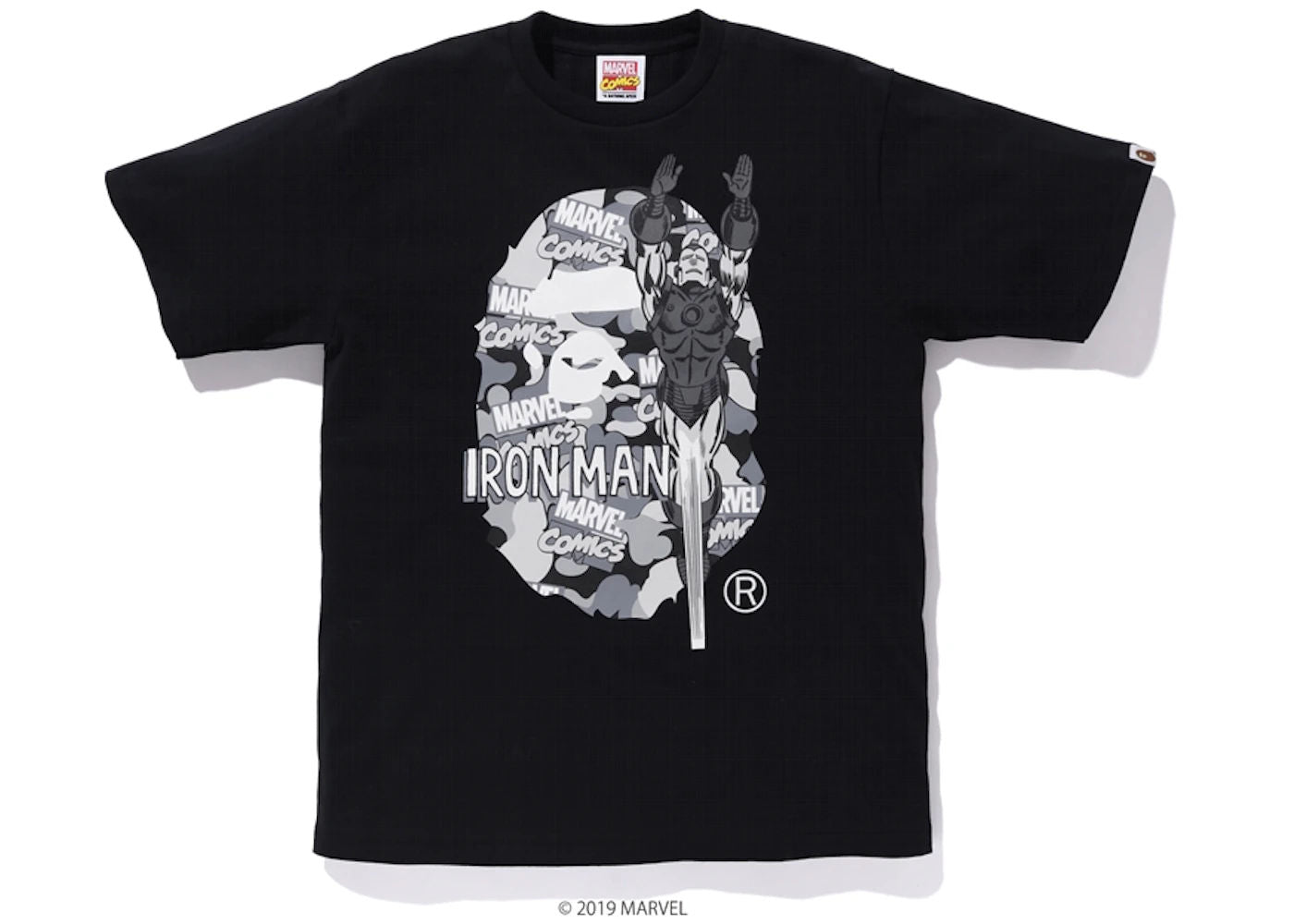 bape x marvel milo iron man tee black