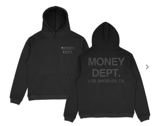 MONEY DEPT Black on Black (Puff Print) Classic Hoodie