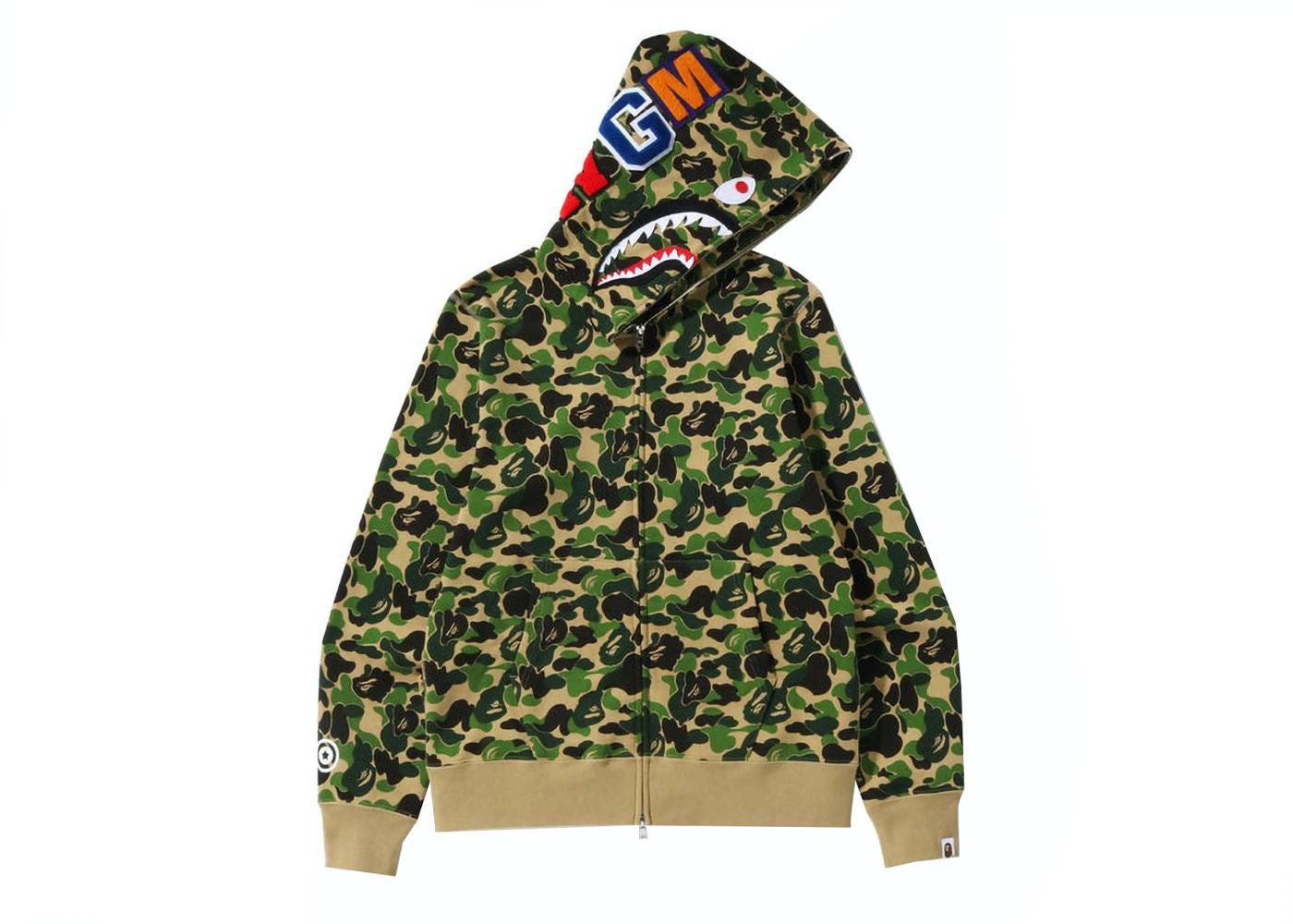 BAPE ABC CAMO SHARK FULL ZIP HOODIE        GREEN