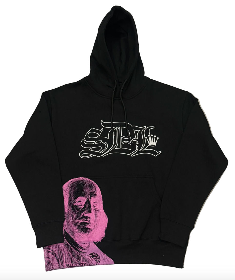 SKY DA LIMIT PINK/WHITE VIRGIN MARY BLACK HOODI