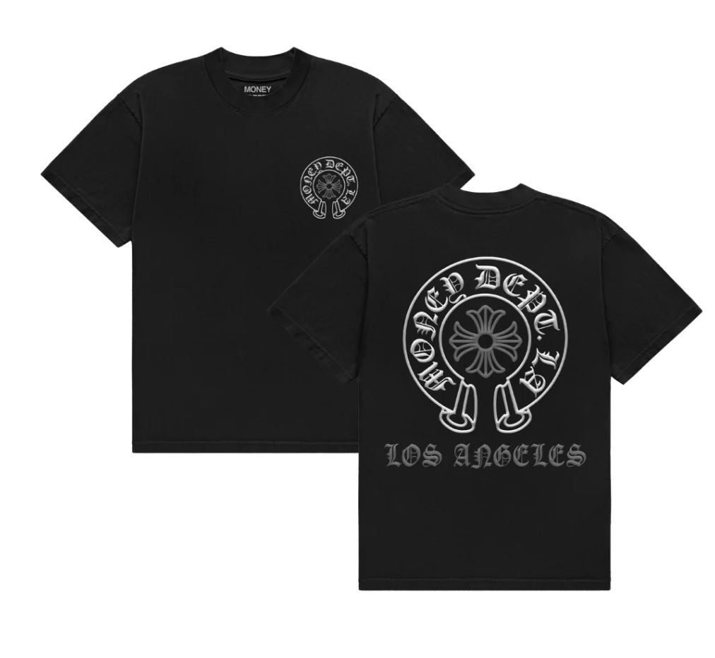 MONEY DEPT  Black&White Old English Puff T-Shirt