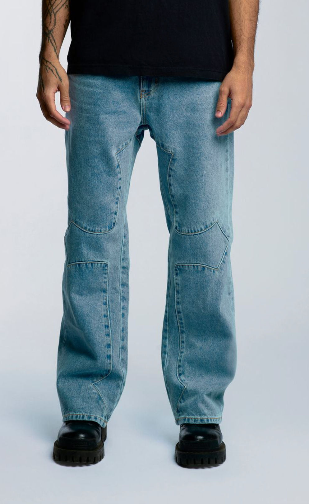 REVENGE CROSS DENIM PANT BLEACHED INDIGO FW25