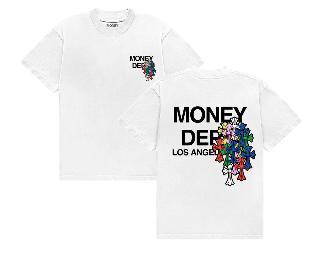Money Dept. Colorful Crosses White T-Shirt